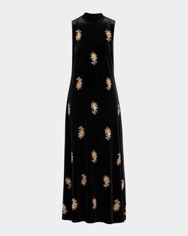 Elie Tahari The Vani Beaded Paisley Velvet Maxi Dress
