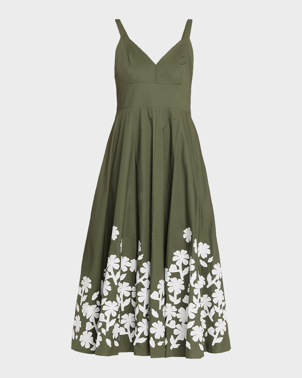 Elie Tahari The Victoria Floral Applique Cotton Midi Dress