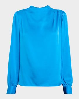 Elie Tahari Tien Floral Silk Mock-Turtleneck Blouse