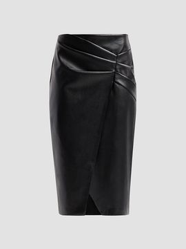Elie Tahari Women's Amelia Faux-Leather Pleated Midi Skirt
