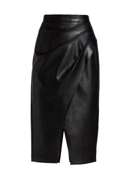 Elie Tahari Women's Gathered Vegan Leather Skirt