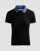 Elie Tahari Women's July Remington Denim Collar Short-Sleeve Sweater - 1