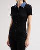 Elie Tahari Women's July Remington Denim Collar Short-Sleeve Sweater - 4