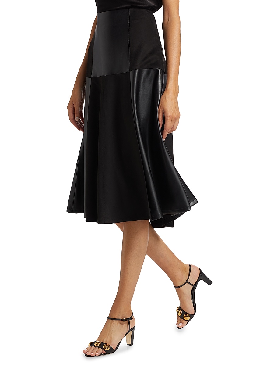 Elie Tahari - Women's Lucy Patchwork Faux Leather & Faux Suede Midi-Skirt