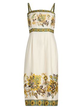 Elie Tahari Women's The Annalise Floral Linen Midi-Dress