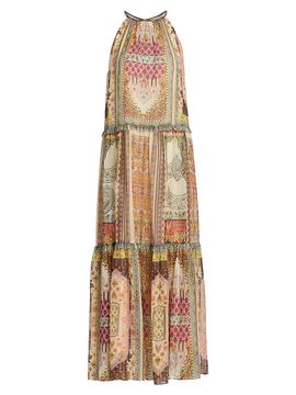 Elie Tahari Women's The Aurora Baroque Tiered Maxi Dress