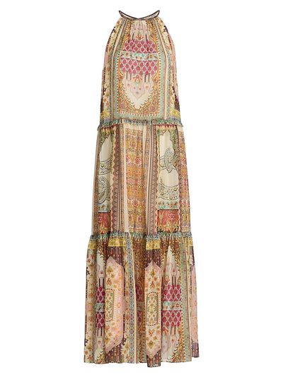 Elie Tahari Women's The Aurora Baroque Tiered Maxi Dress