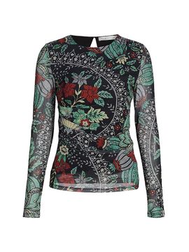 Elie Tahari Women's The Delilah Floral Mesh Top