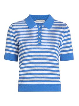 Elie Tahari Women's The Elliot Striped Cotton Polo Sweater