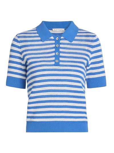 Elie Tahari Women's The Elliot Striped Cotton Polo Sweater