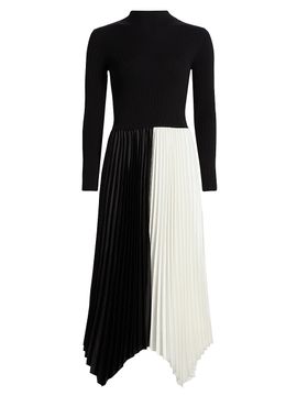Elie Tahari Women's The Elsa Mixed-Media A-Line Midi-Dress