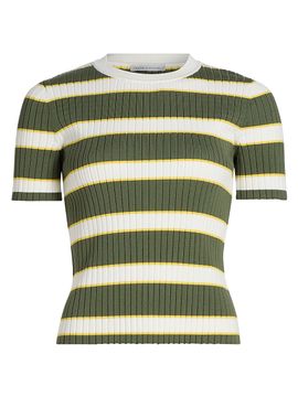 Elie Tahari Women's The Stevie Striped Rib-Knit Top