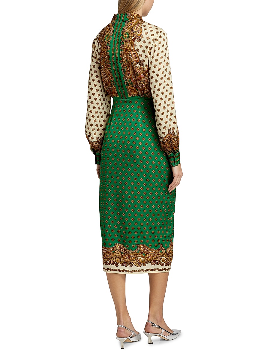 elie tahari green dress Elie Tahari The Romina Buckle-embellished A-line Midi Dress In Neptune Green
