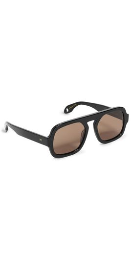 Elisa Johnson Elisa Johnson Jane Sunglasses Gloss Black Dark Brown Lens One