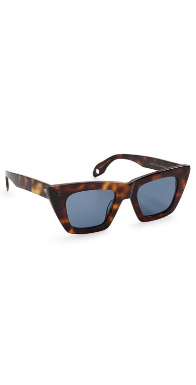 Elisa Johnson Elisa Johnson Lori Sunglasses Brown Tortoise Dark Blue Lens One