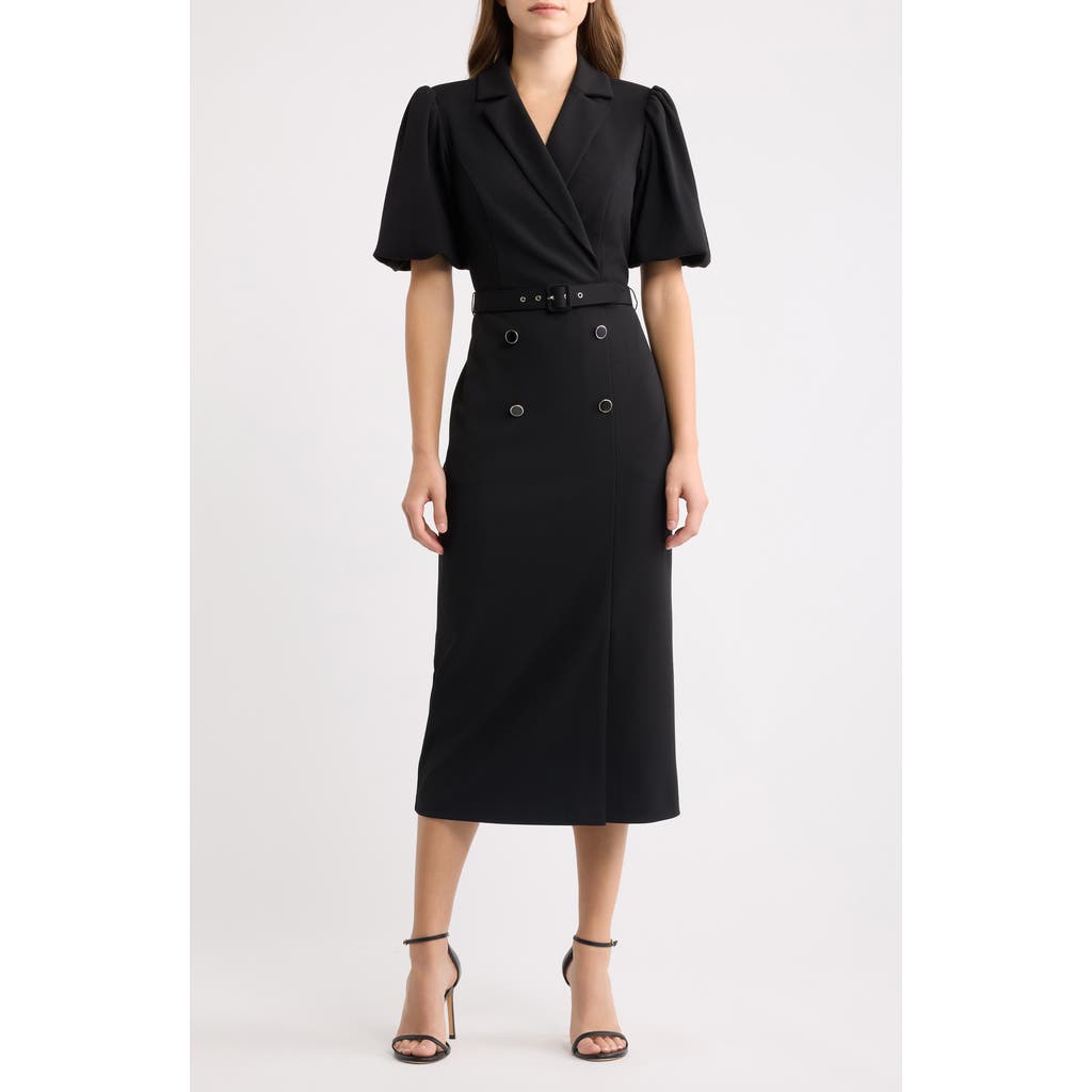 Eliza J Eliza J Belted Puff Sleeve Midi Dress