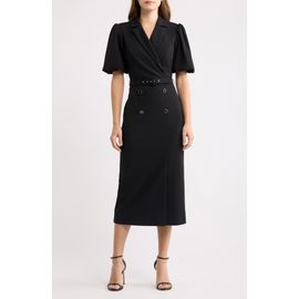 Eliza J Eliza J Belted Puff Sleeve Midi Dress