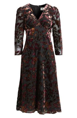 Eliza J Eliza J Burnout Velvet Midi Dress