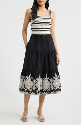 Eliza J Eliza J Crochet Embroidered Midi Sundress