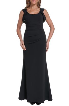 Eliza J Eliza J Drape Detail Stretch Crepe Mermaid Gown