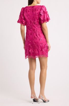 Eliza J Eliza J Embroidered Puff Sleeve Shift Minidress