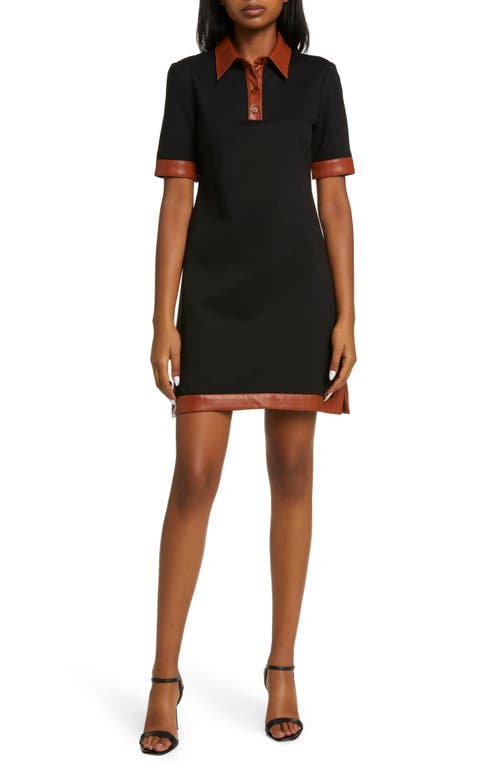 Eliza J Eliza J Faux Leather Trim Shirtdress