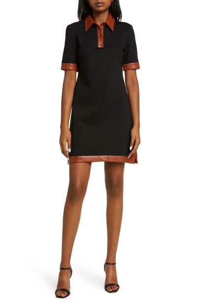 Eliza J Eliza J Faux Leather Trim Shirtdress