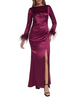 Eliza J Eliza J Feather Cuff Side Slit Dress