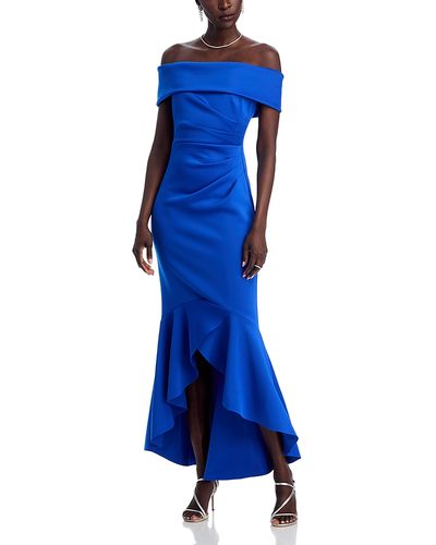 sachin and babi light blue dress Eliza J Women's Asymmetric-Neck Side-Pleat Scuba Gown main image 1