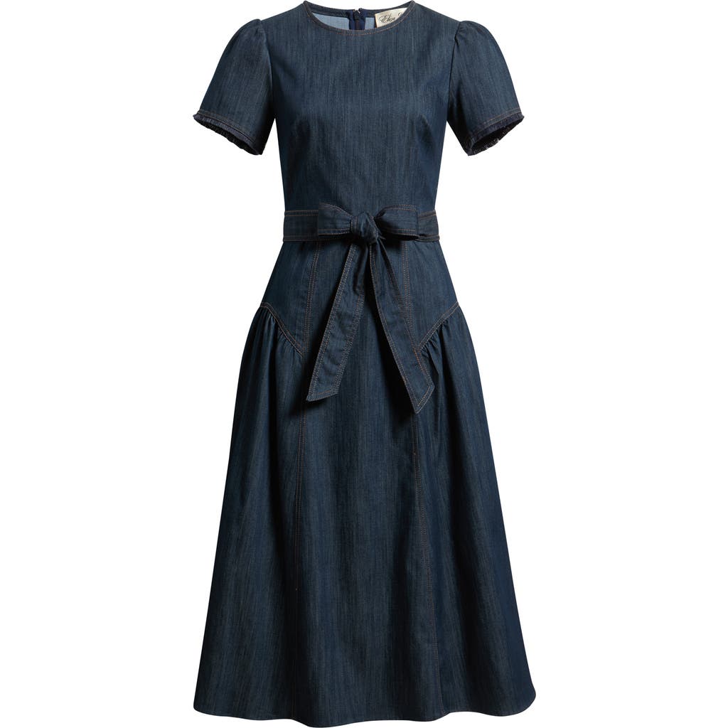 Eliza J Eliza J Fit & Flare Denim Midi Dress 