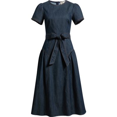 Eliza J Eliza J Fit & Flare Denim Midi Dress 