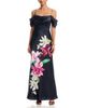 Eliza J Eliza J Floral Draped Sleeve Corset Gown - 1