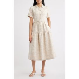 Eliza J Eliza J Floral Print Cotton Blend Shirtdress