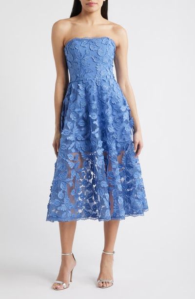 Eliza J Eliza J Floral Sequin Strapless Midi Dress