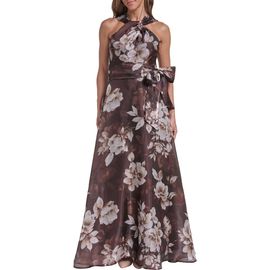 Eliza J Eliza J Floral Twist Neck Organza Ballgown