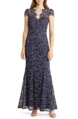 Eliza J Eliza J Illusion Cap Sleeve Gown