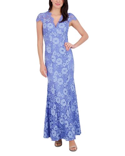Eliza J Eliza J Illusion Neck Cap Sleeve Gown