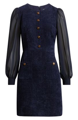 Eliza J Eliza J Long Sleeve Mixed Media Sheath Dress