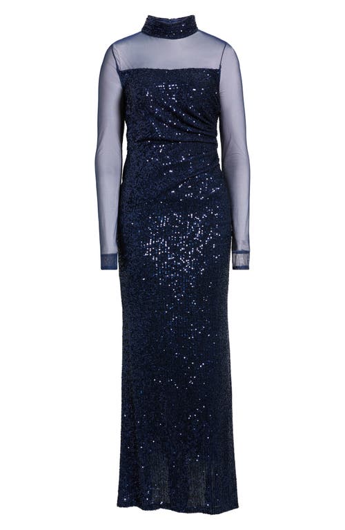 Eliza J Eliza J Long Sleeve Mock Neck Sequin Gown