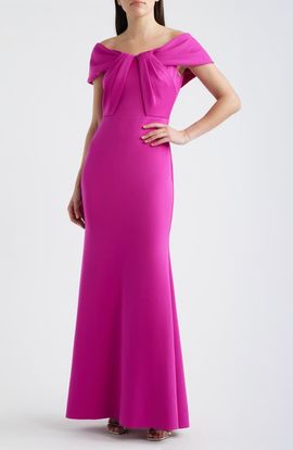 Eliza J Eliza J Pleated Off the Shoulder Mermaid Gown