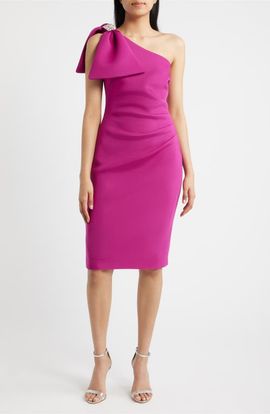 Eliza J Eliza J Pleated One-Shoulder Sheath Dress