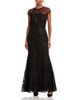 Eliza J Eliza J Raglan Cap Sleeve Shirred Illusion Neck Mermaid Gown - 1