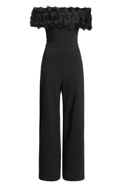 Eliza J Eliza J Rosette Off the Shoulder Wide Leg Jumpsuit