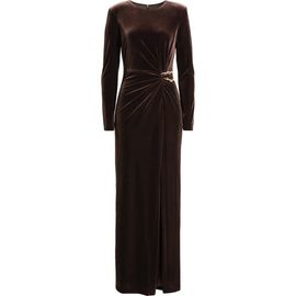 Eliza J Eliza J Ruched Long Sleeve Velvet Gown