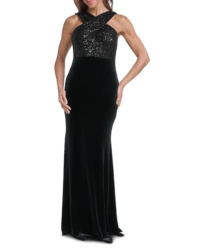 Eliza J Eliza J Sequin Embellished Velvet Mermaid Gown