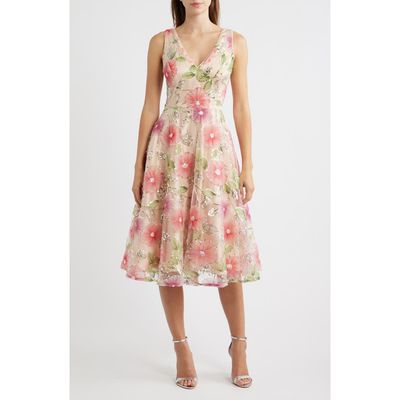 Eliza J Eliza J Sequin Floral Print Sleeveless Cocktail Dress