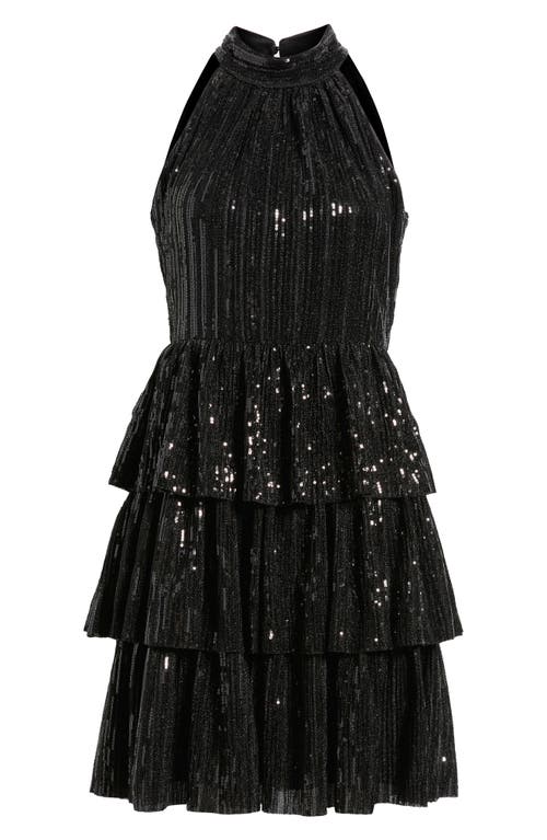 Eliza J Eliza J Sequin Tiered Halter Party Dress