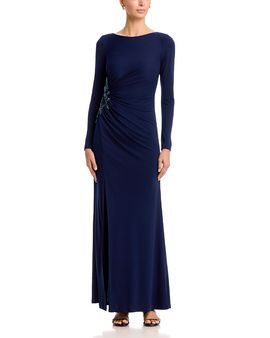 Eliza J Eliza J Side Ruched Long Sleeve Gown