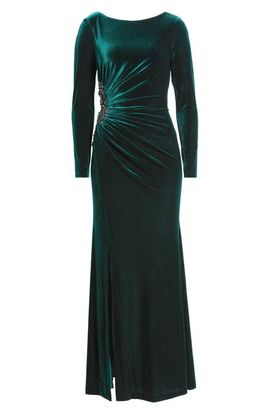 Eliza J Eliza J Side Ruched Long Sleeve Velvet Gown
