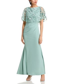 Eliza J Eliza J Sleeveless Gown with Embroidered Cape Overlay